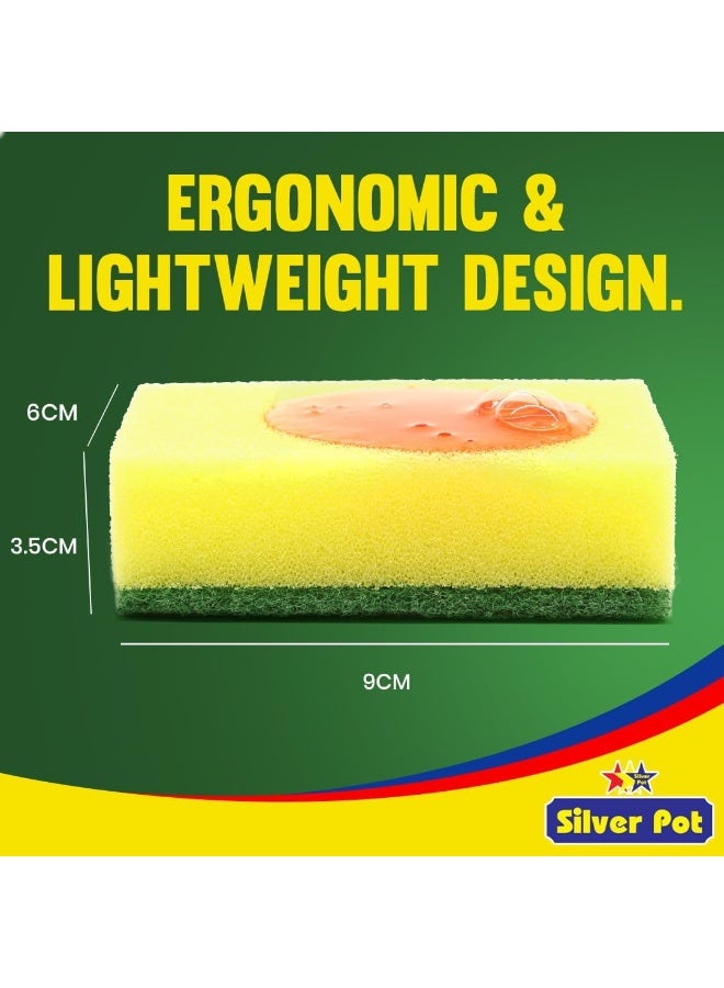 Silver Pot 12 pcs Kitchen Sponge & Scourer – 9cm Dual-Purpose Cleaning Sponge for Pots, Pans, Kitchen Utensils, and Delicate Surfaces - Image 3